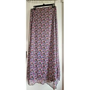 NWT Origionality woman Sz L‎ floral maxi front slit pull on lined skirt